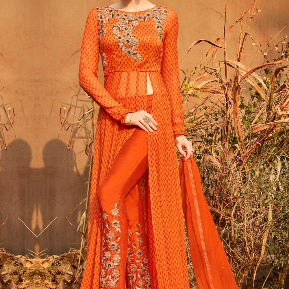 ORANGE GEORGETTE ANARKALI